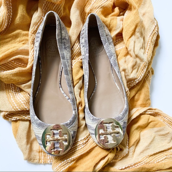 Tory Burch Shoes - TORY BURCH Chelsea Snake Skin Flats